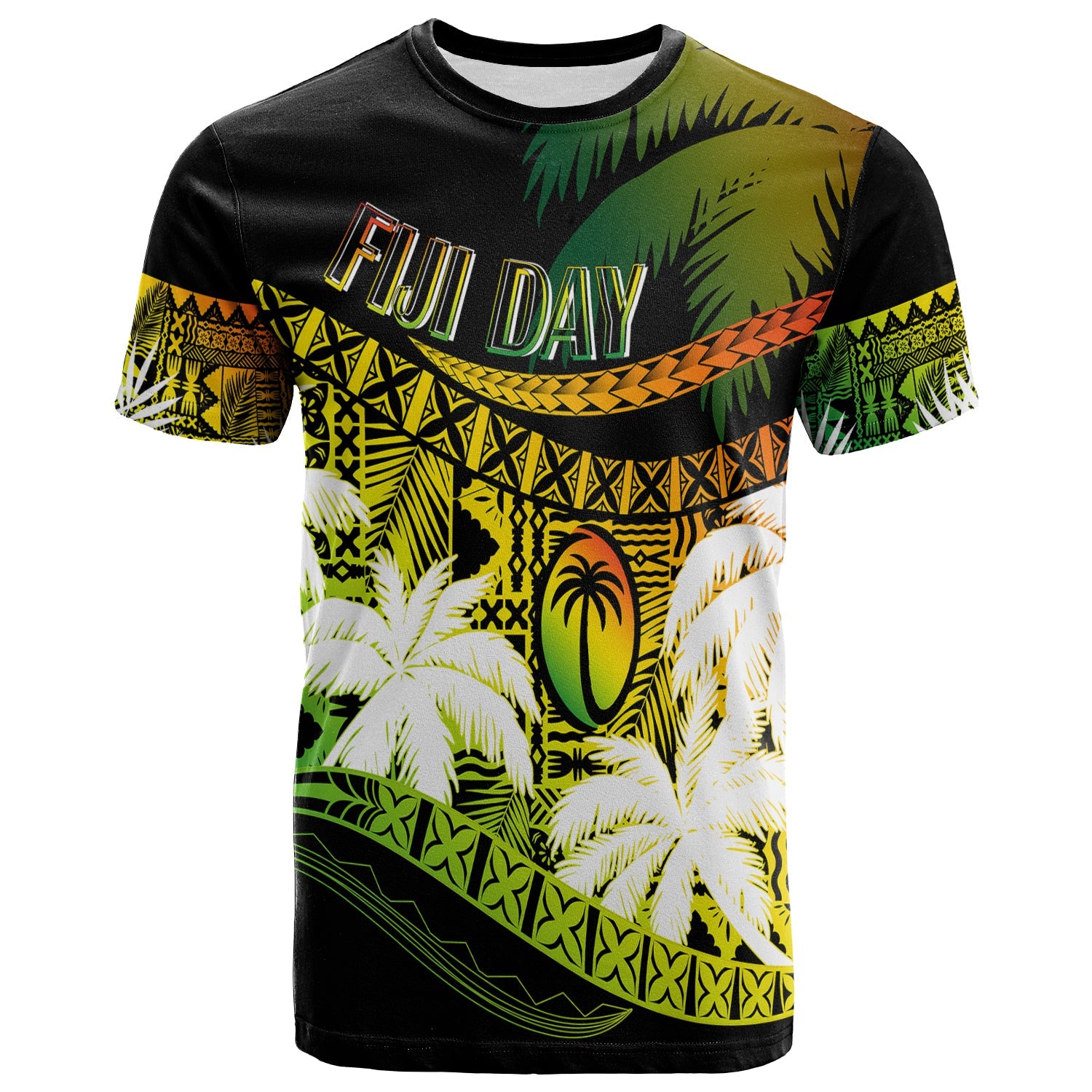 Custom Fiji Day T Shirt Flying Fijians Masi Kesa Style Reggae LT7 Reggae - Polynesian Pride