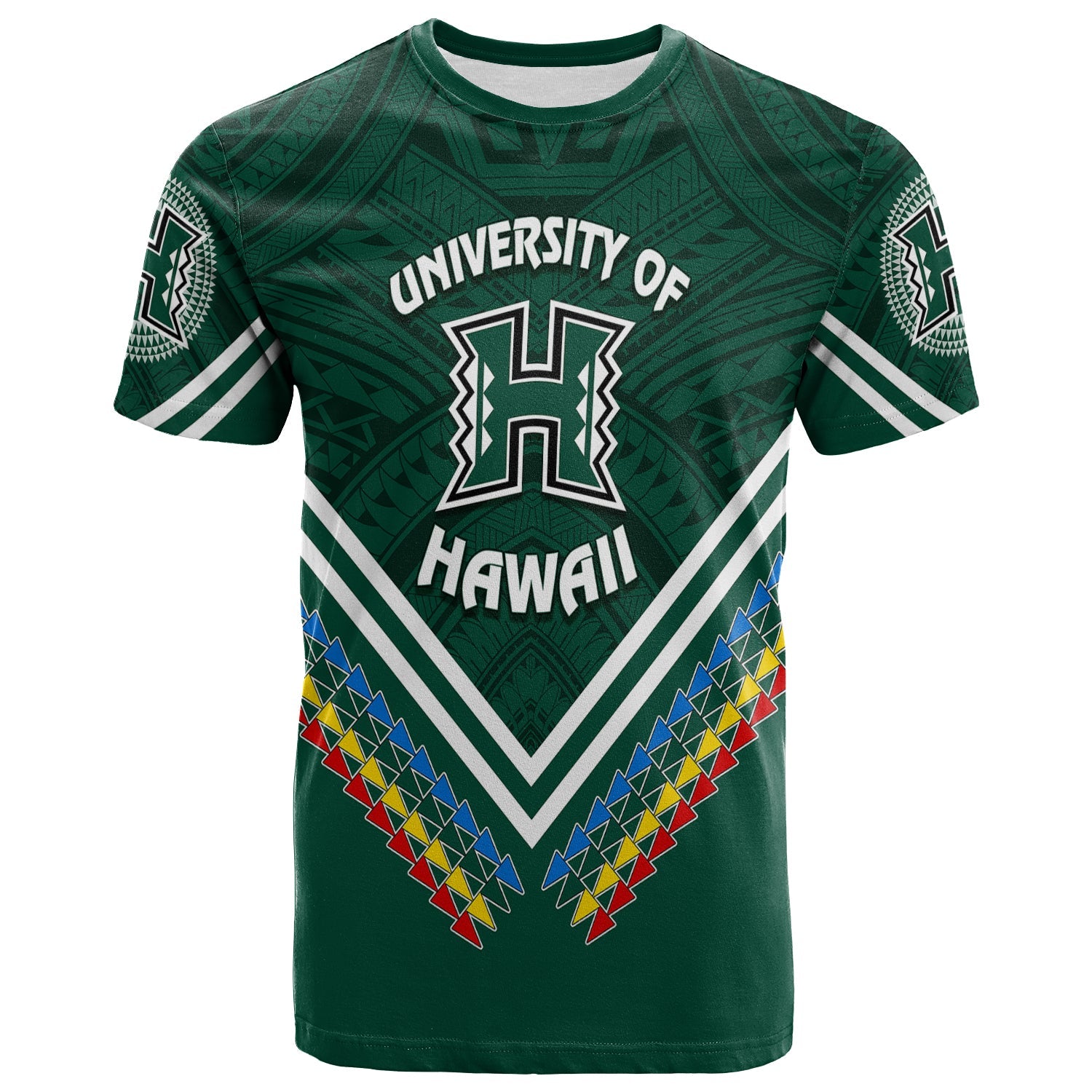 Custom Hawaii Rainbow Warriors T Shirt Simple Style LT7 Adult Deep Green - Polynesian Pride