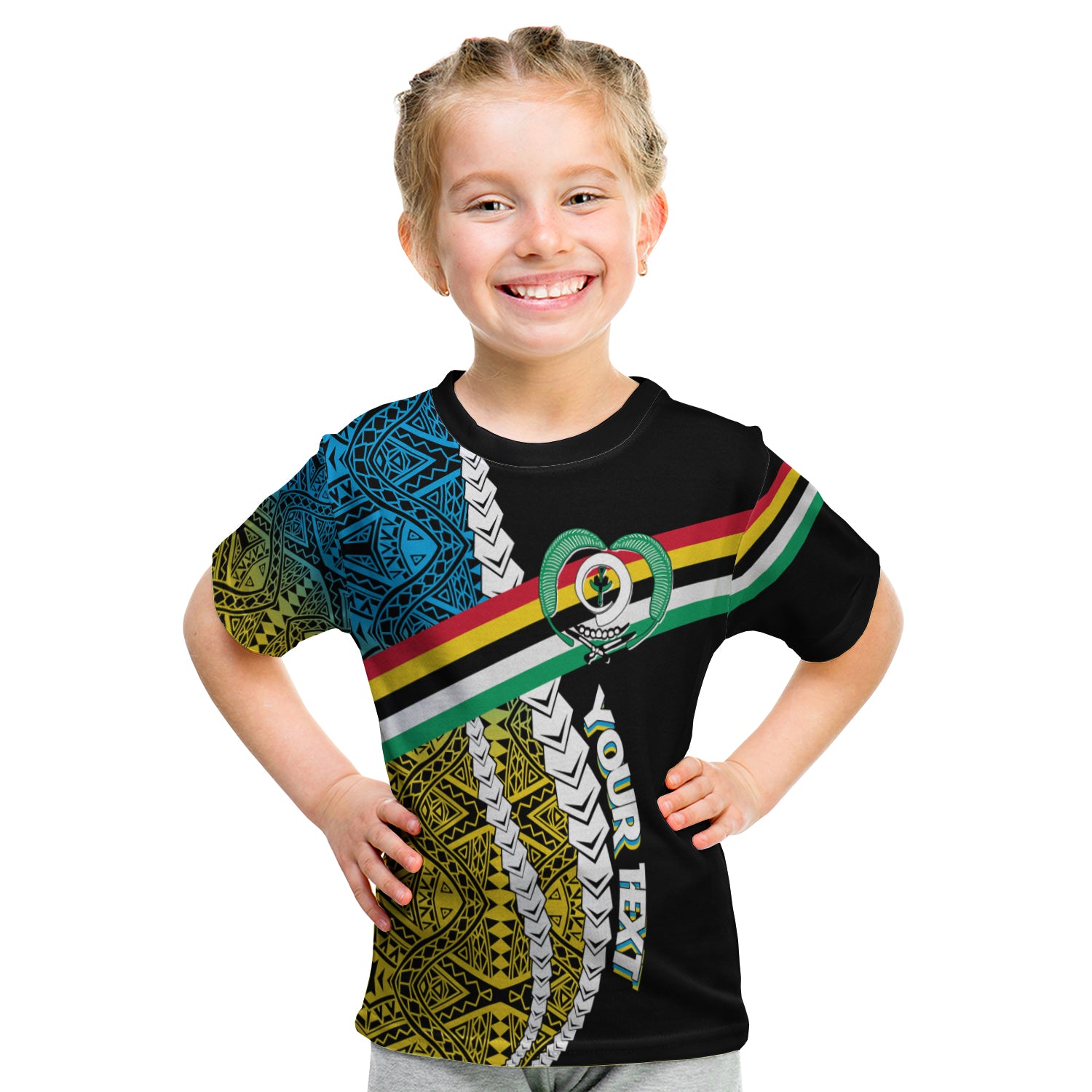 (Custom Personalised) Vanuatu Torba Province Kid T - Shirt Torba Flag Polynesian Pattern LT7 Youth XL Size14 - Polynesian Pride