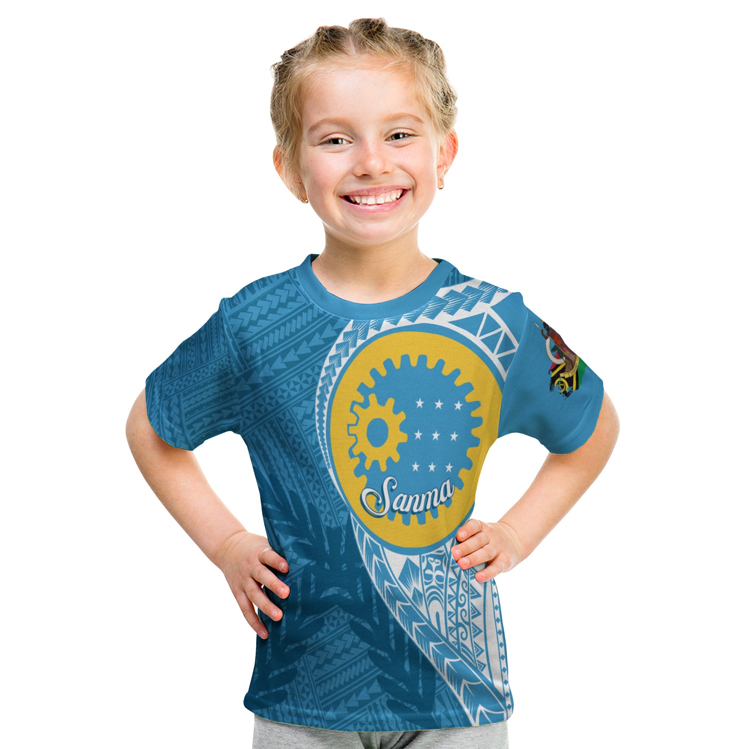 (Custom Personalised) Vanuatu Sanma Province Kid T - Shirt Sanma Emblem LT7 Youth XL Size14 - Polynesian Pride