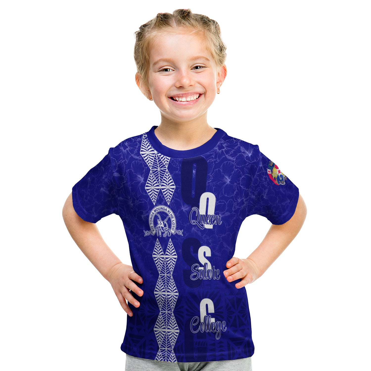 (Custom Personalize) Tonga Kolisi Kuini Salote Hibiscus Kid T Shirt Qsc Old Girls LT7 Youth XL Size14 - Polynesian Pride
