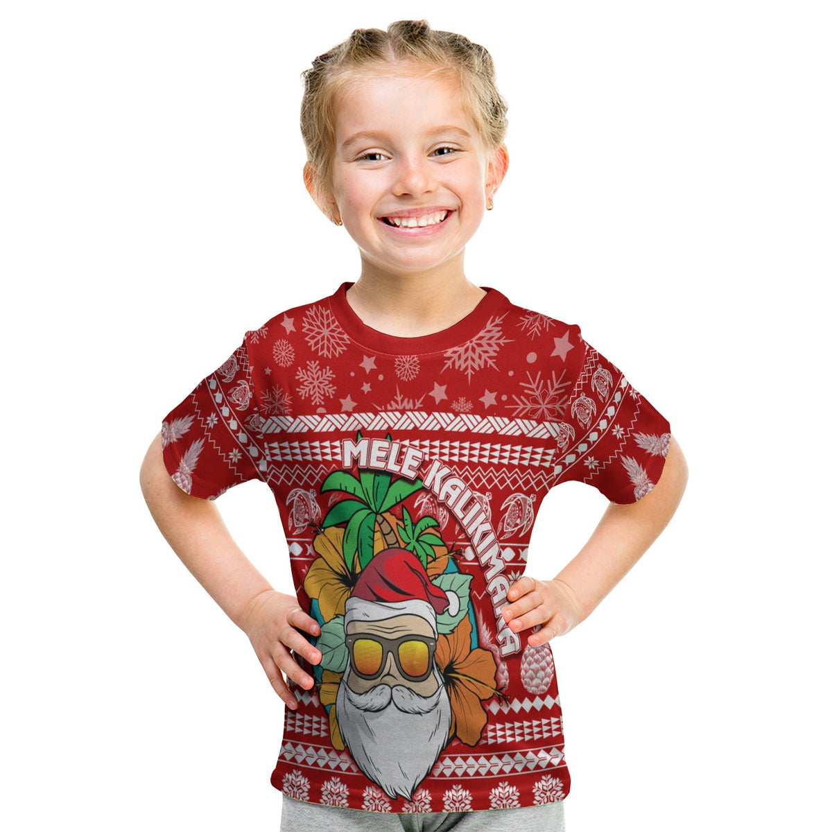 Hawaii Christmas T Shirt KID Mele Kalikimaka - Tropical Santa LT7 Youth XL Size14 - Polynesian Pride