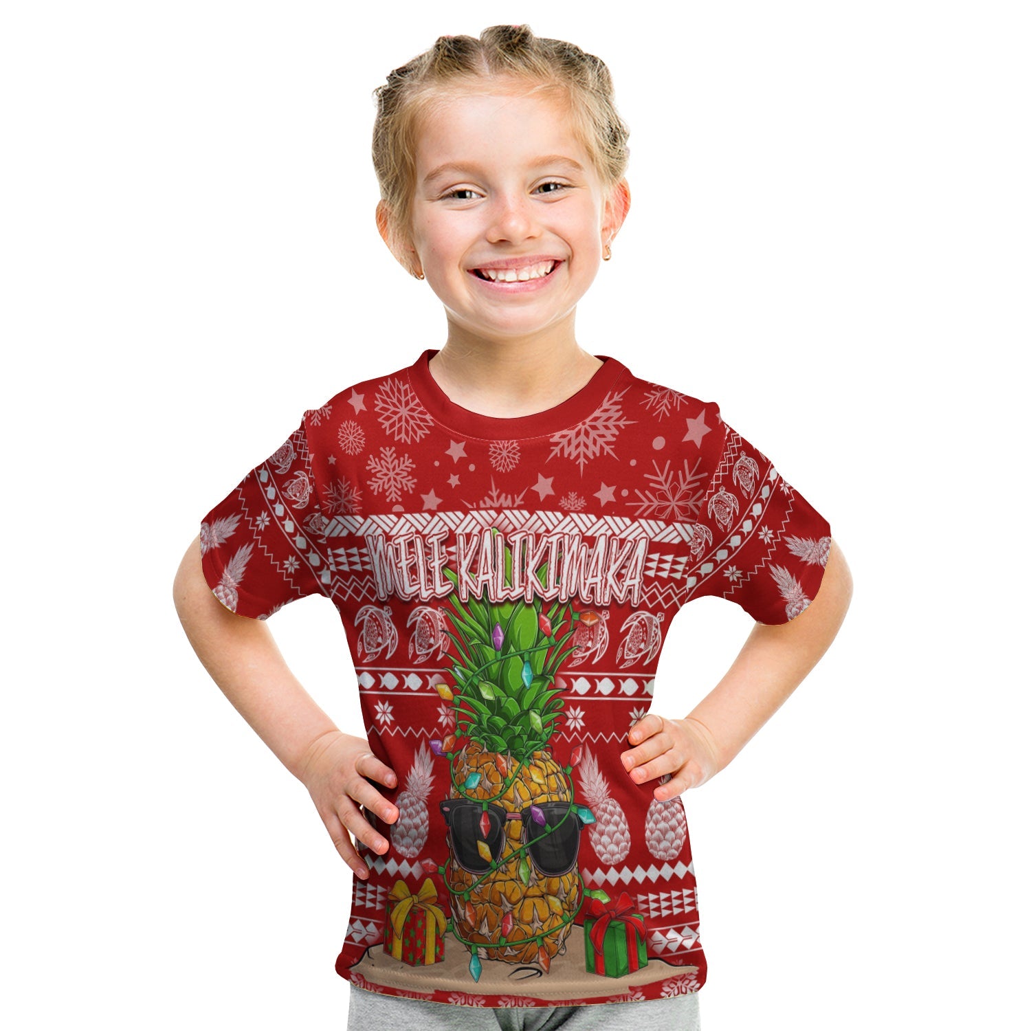 Hawaii Christmas T Shirt KID Mele Kalikimaka - Pineapple LT7 Youth XL Size14 - Polynesian Pride