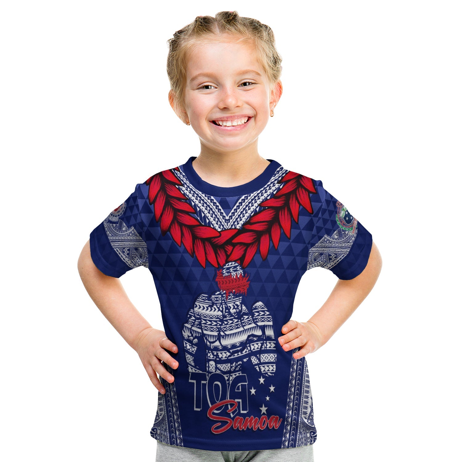 Personalised Toa Samoa T Shirt KID Ulafala Style Samoa Warriors LT7 Youth XL Size14 - Polynesian Pride