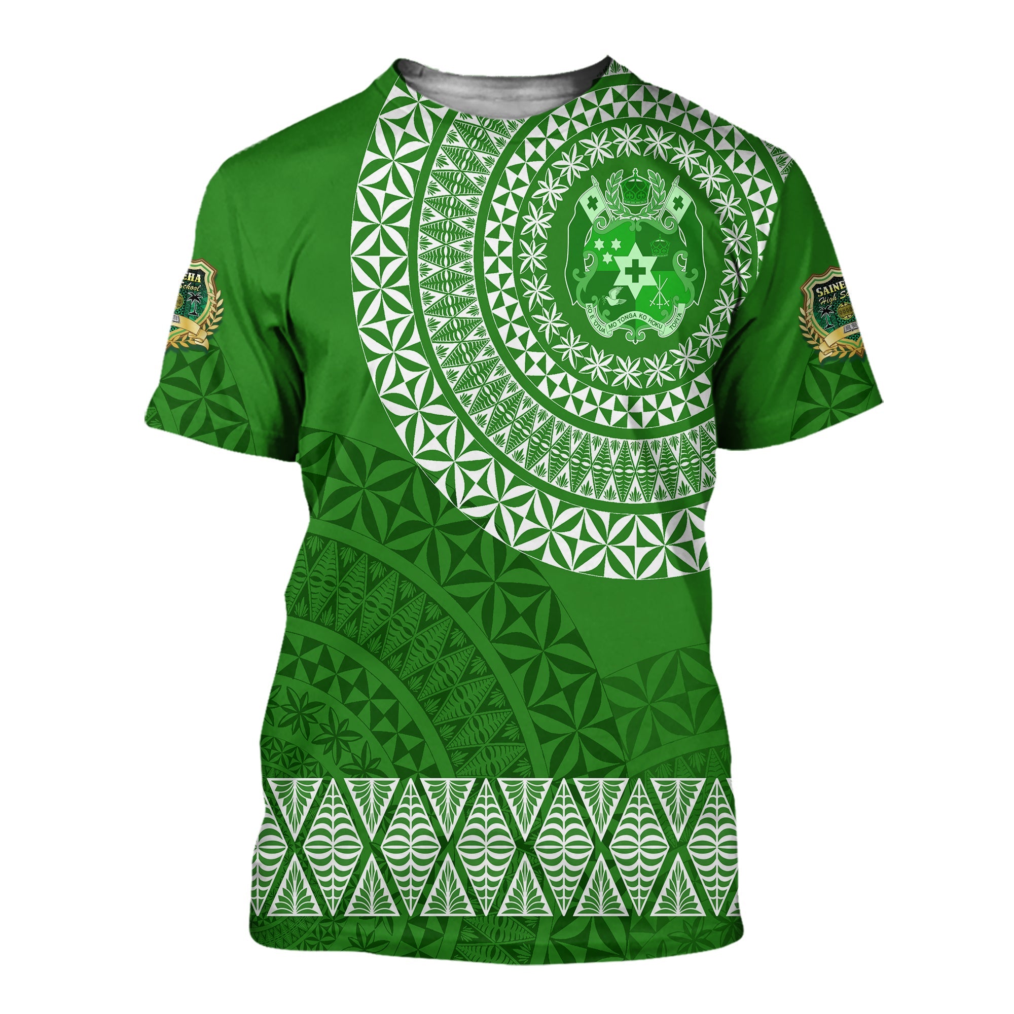 Saineha High School Tonga T Shirt Kupesi Style Ver03 LT7 Green - Polynesian Pride