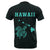 Hawaii Kakau Turtle Map T Shirt Turquoise - Polynesian Pride