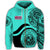 Hawaii Coat of Arms Zip Hoodie Waveshape Style Turquoise - Polynesian Pride