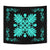 Hawaiian Quilt Maui Plant And Hibiscus Tappestry - Turquoise Black - AH Wall Tapestry Turquoise - Polynesian Pride