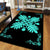 Hawaiian Quilt Maui Plant And Hibiscus Pattern Area Rug - Turquoise Black - AH - Polynesian Pride