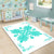 Hawaiian Quilt Maui Plant And Hibiscus Pattern Area Rug - Turquoise White - AH - Polynesian Pride