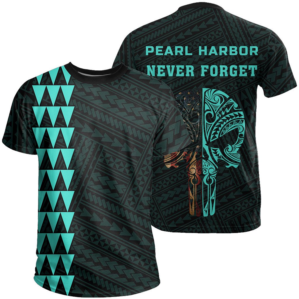 Hawaii Kakau Polynesian T Shirt National Pearl Harbor Remembrance Day Turquoise Unisex Turquoise - Polynesian Pride