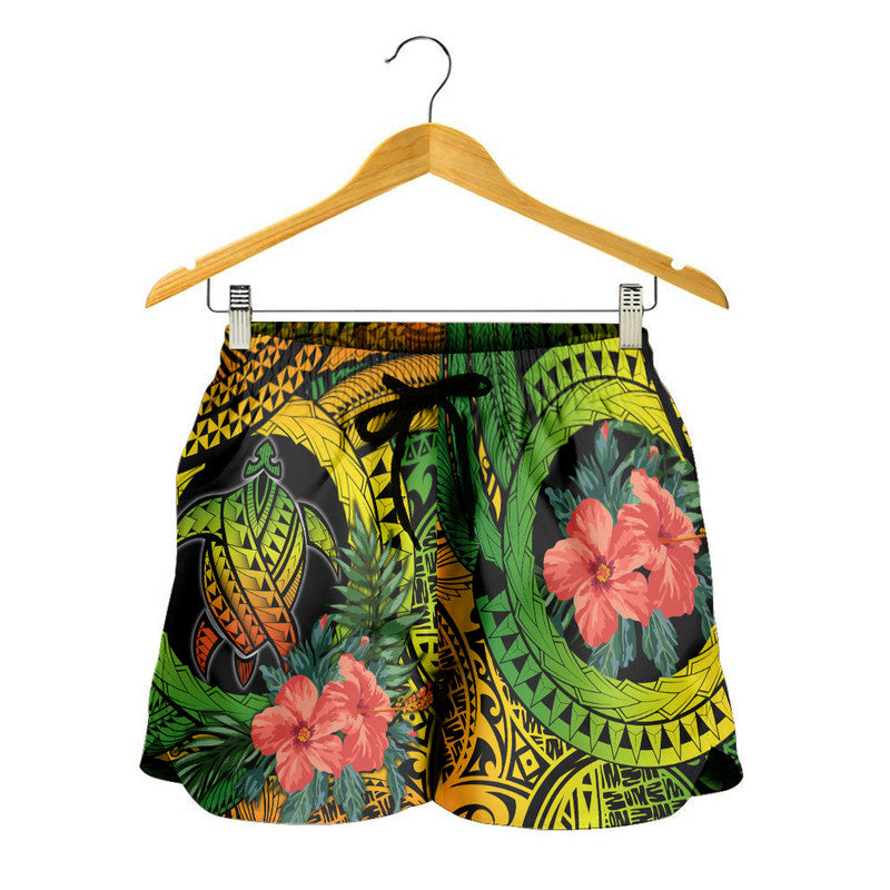 Polynesian Turtle Women Short Circle Turtle Hibiscus Reggae LT9 Reggae - Polynesian Pride