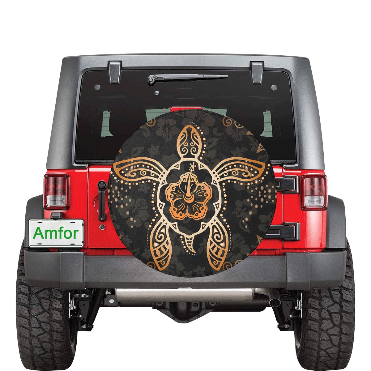 Turtle Hibiscus Orange Spare Tire Cover AH - Polynesian Pride