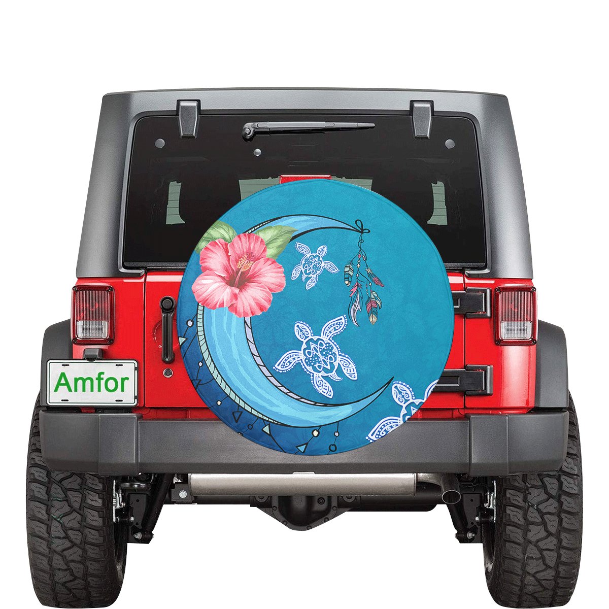 Turtle Moon Dream Spare Tire Cover AH Black - Polynesian Pride