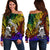 Tuvalu Custom Personalised Women's Off Shoulder Sweater - Rainbow Polynesian Pattern Art - Polynesian Pride