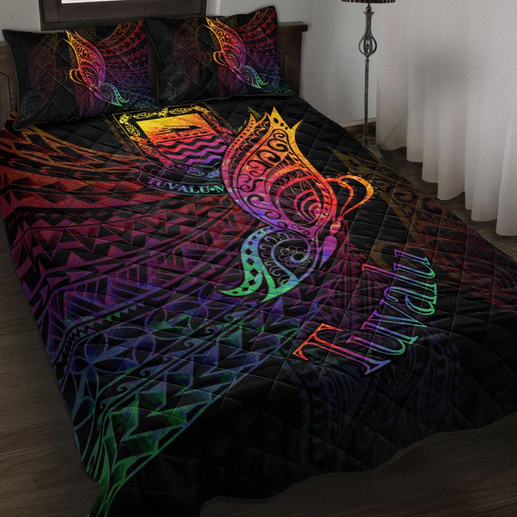 Tuvalu Quilt Bed Set - Butterfly Polynesian Style Black - Polynesian Pride