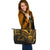 Tuvalu Leather Tote - Gold Color Cross Style - Polynesian Pride