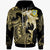 Tuvalu Zip up Hoodie Hammerhead Shark Tribal Pattern Unisex Gold - Polynesian Pride