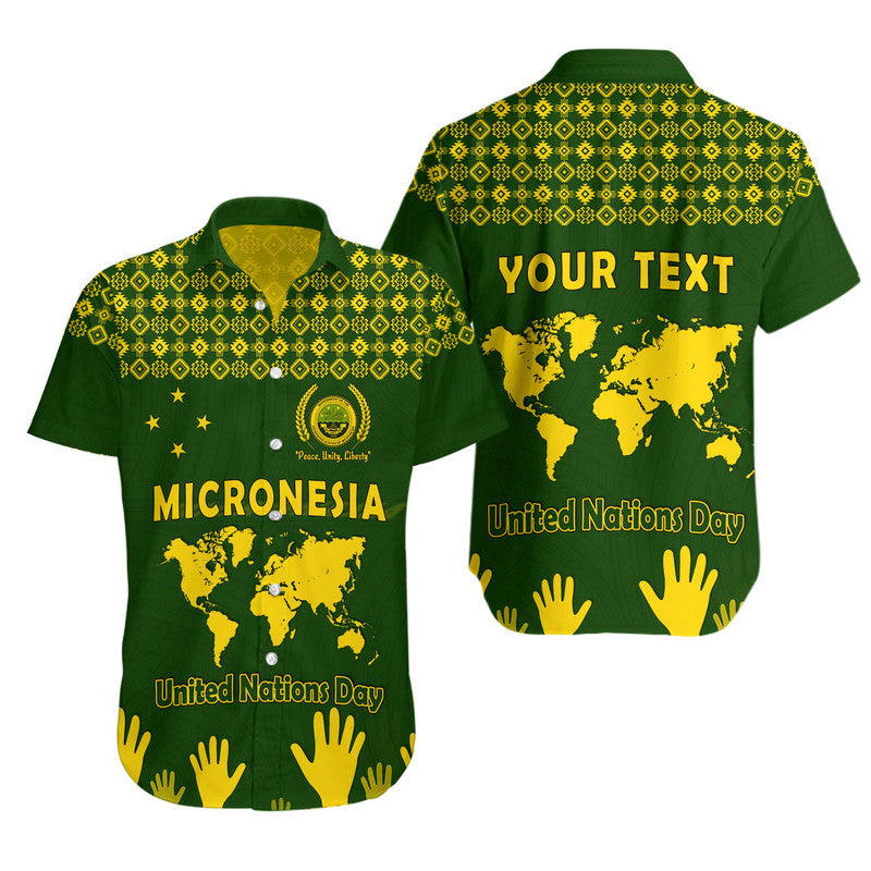 (Custom Personalised) Federated States of Micronesia United Nations Day Hawaiian Shirt Green Simple World Map Version LT9 Green - Polynesian Pride