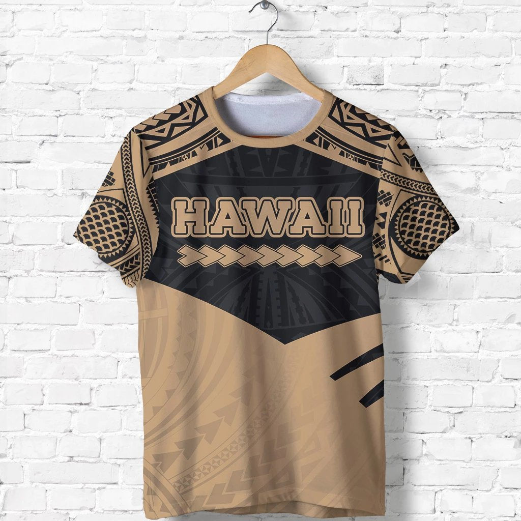 Hawaii Coat of Arms T Shirt Potent Style Unisex Gold - Polynesian Pride