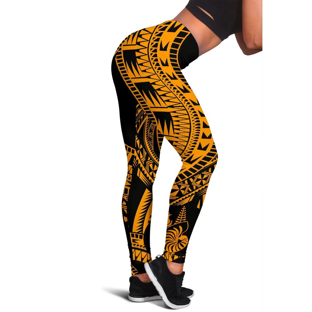 New Caledonia Women Leggings Polynesian Pattern Gold Gold - Polynesian Pride