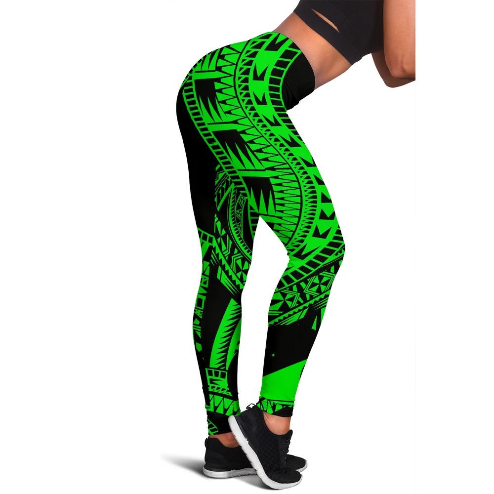 Tokelau Women Leggings Polynesian Pattern Green Green - Polynesian Pride