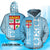 Fijian Custom Zip up Hoodie Fiji Flag Half Tapa Style Unisex Blue - Polynesian Pride