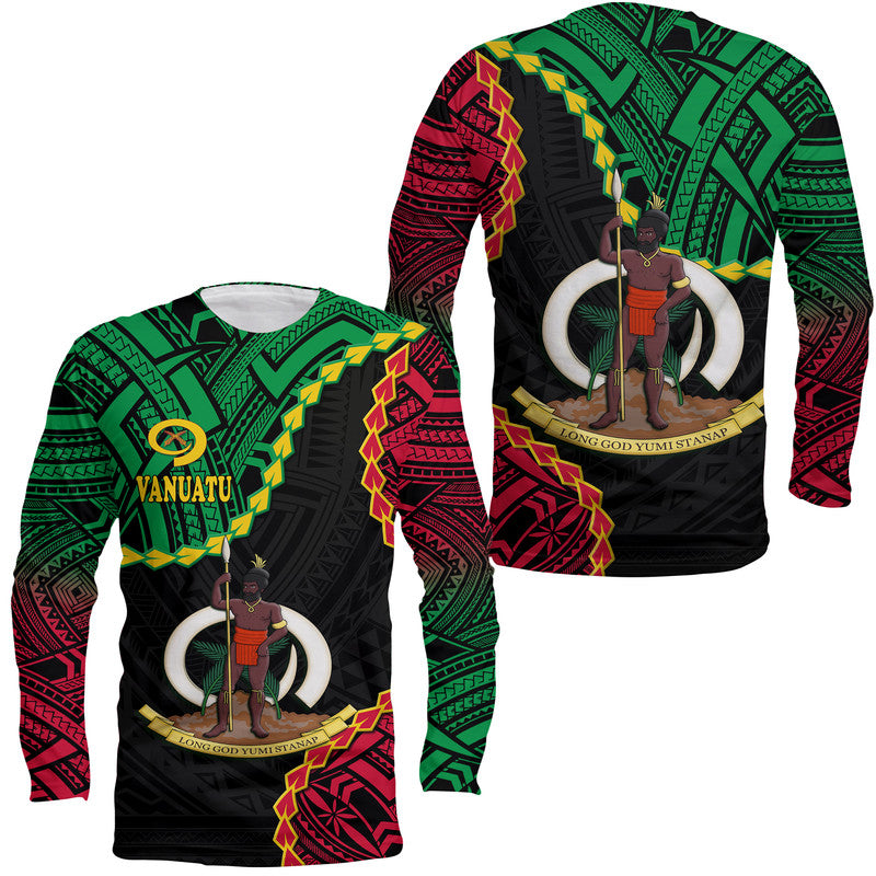 Vanuatu Long Sleeve Shirt Basic Coat Of Arms LT9 Unisex Black - Polynesian Pride