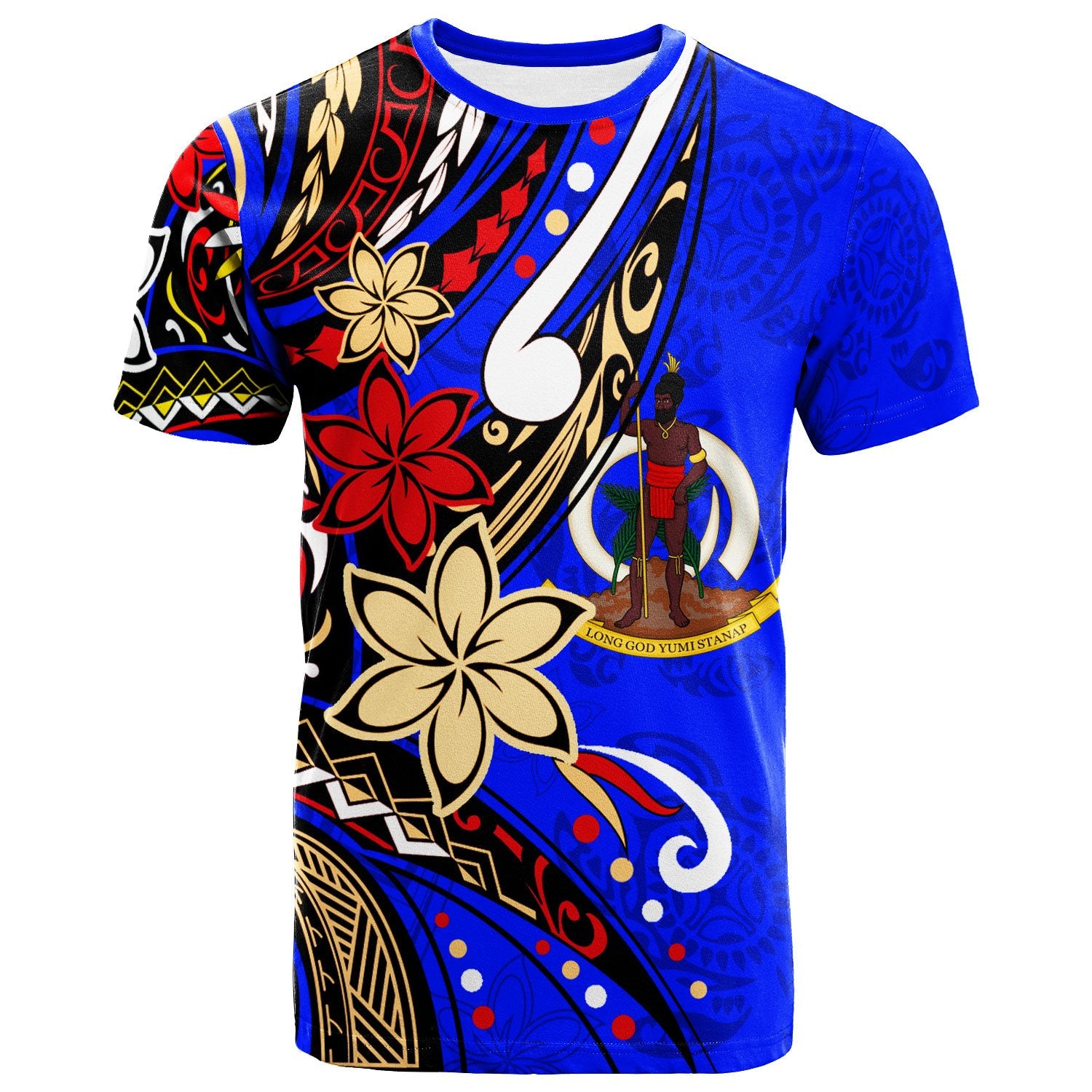 Vanuatu T Shirt Tribal Flower With Special Turtles Dark Blue Color Unisex Dark Blue - Polynesian Pride