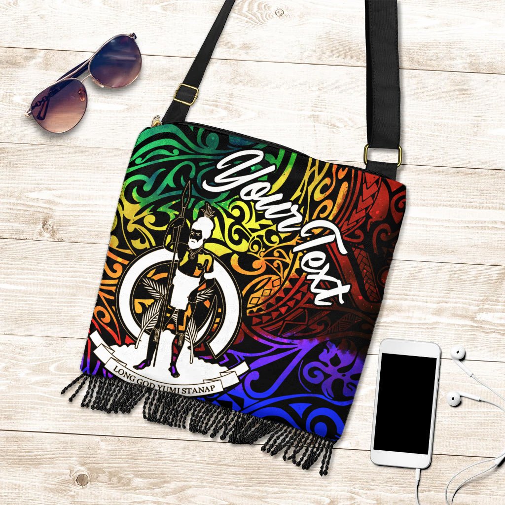 Vanuatu Custom Personalised Boho Handbag - Rainbow Polynesian Pattern One Style One Size Rainbow - Polynesian Pride