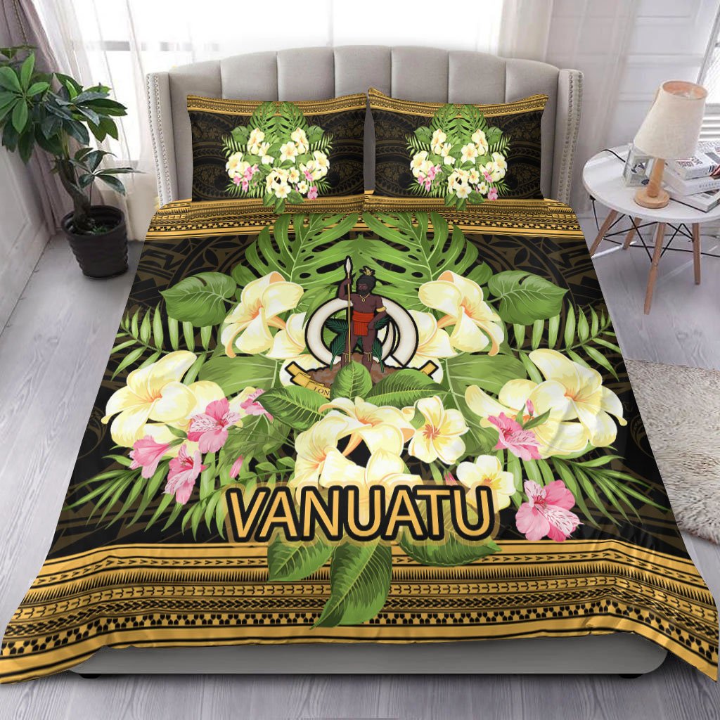 Vanuatu Bedding Set - Polynesian Gold Patterns Collection Black - Polynesian Pride
