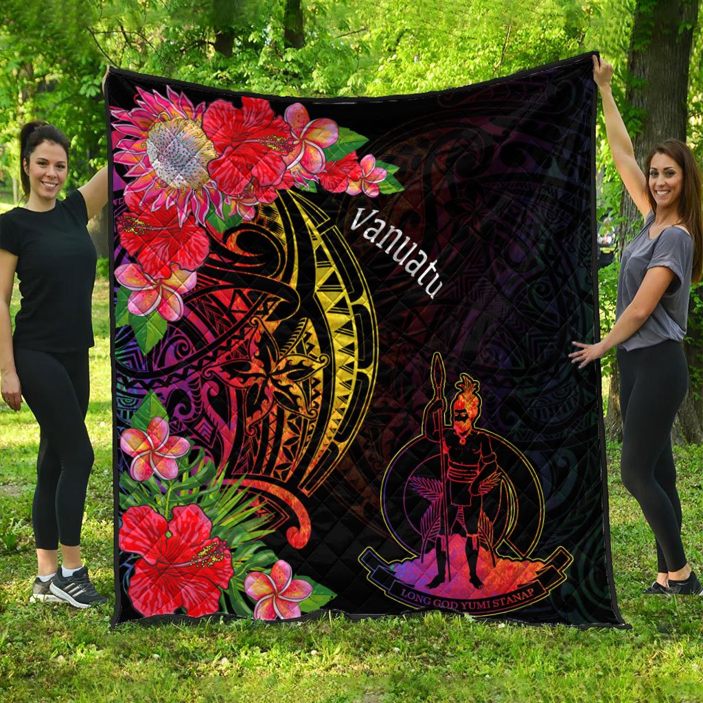 Vanuatu Premium Quilt - Tropical Hippie Style Black - Polynesian Pride