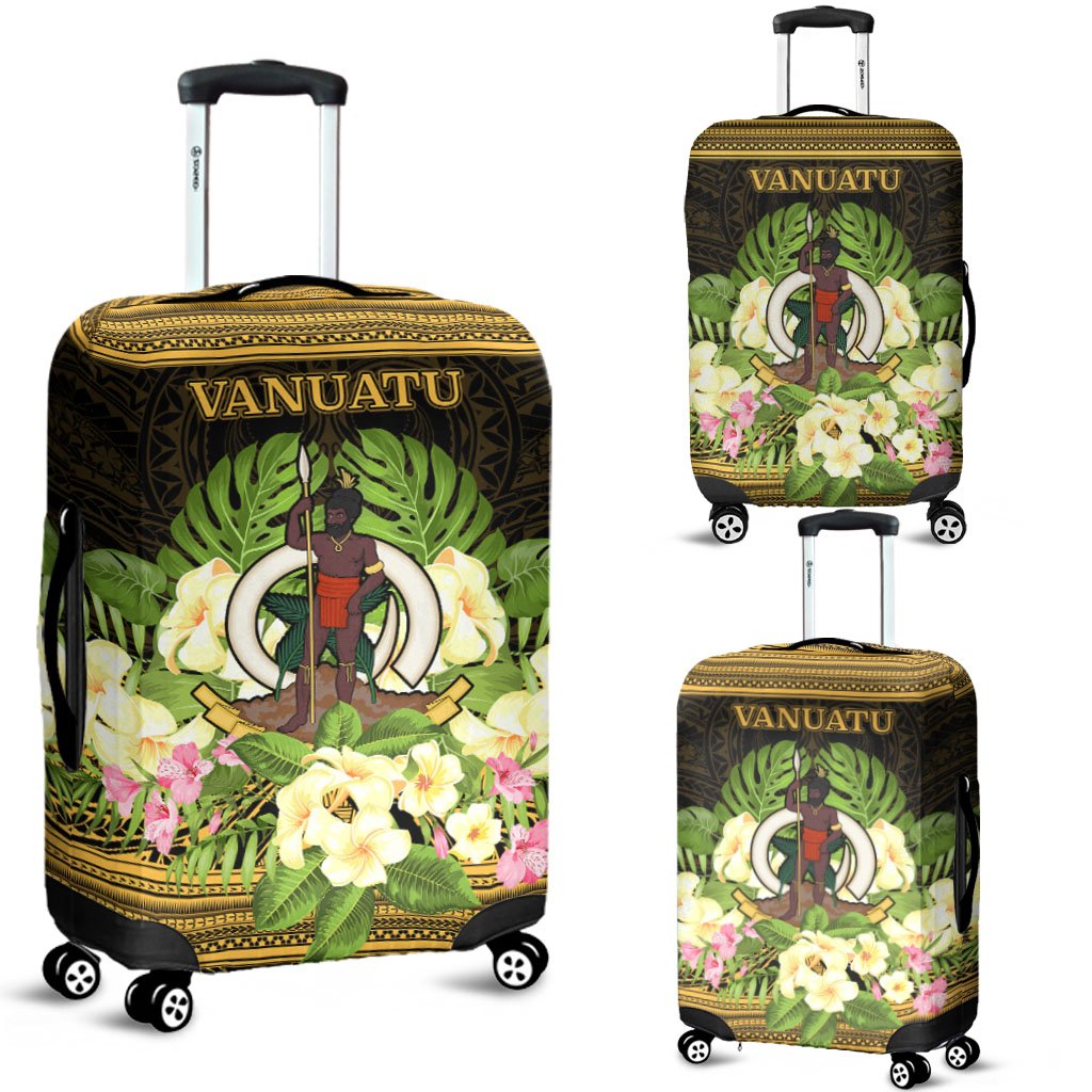 Vanuatu Luggage Covers - Polynesian Gold Patterns Collection Black - Polynesian Pride