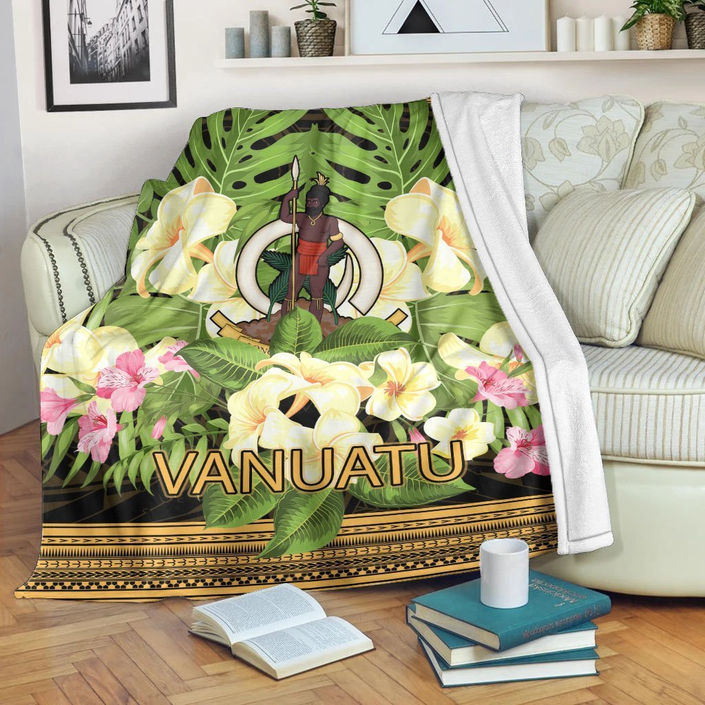 Vanuatu Premium Blanket - Polynesian Gold Patterns Collection White - Polynesian Pride