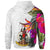 Vanuatu Hoodie Hibiscus Polynesian White pattern - Polynesian Pride