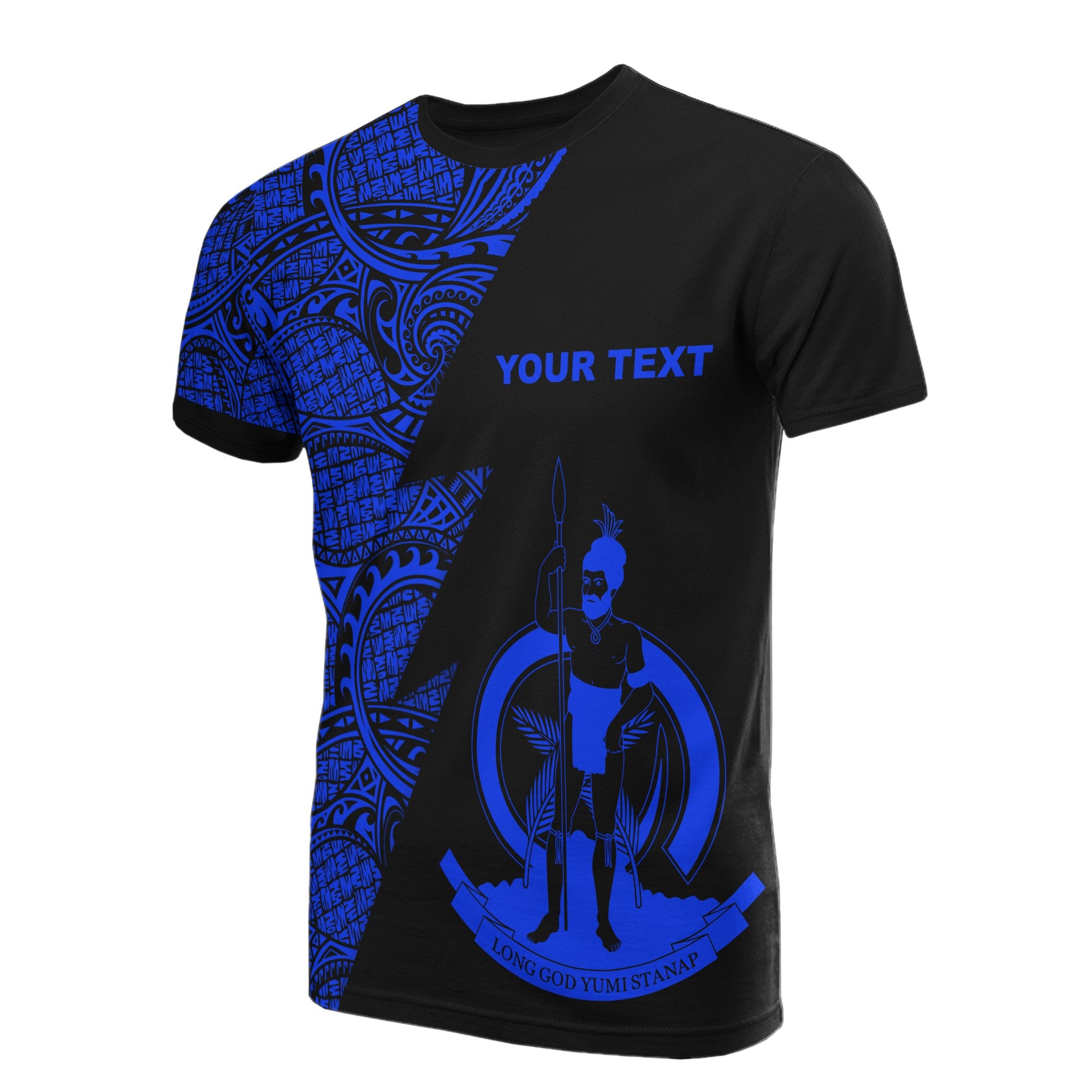 Vanuatu Custom T Shirt Polynesian Pattern Blue Style Unisex Blue - Polynesian Pride