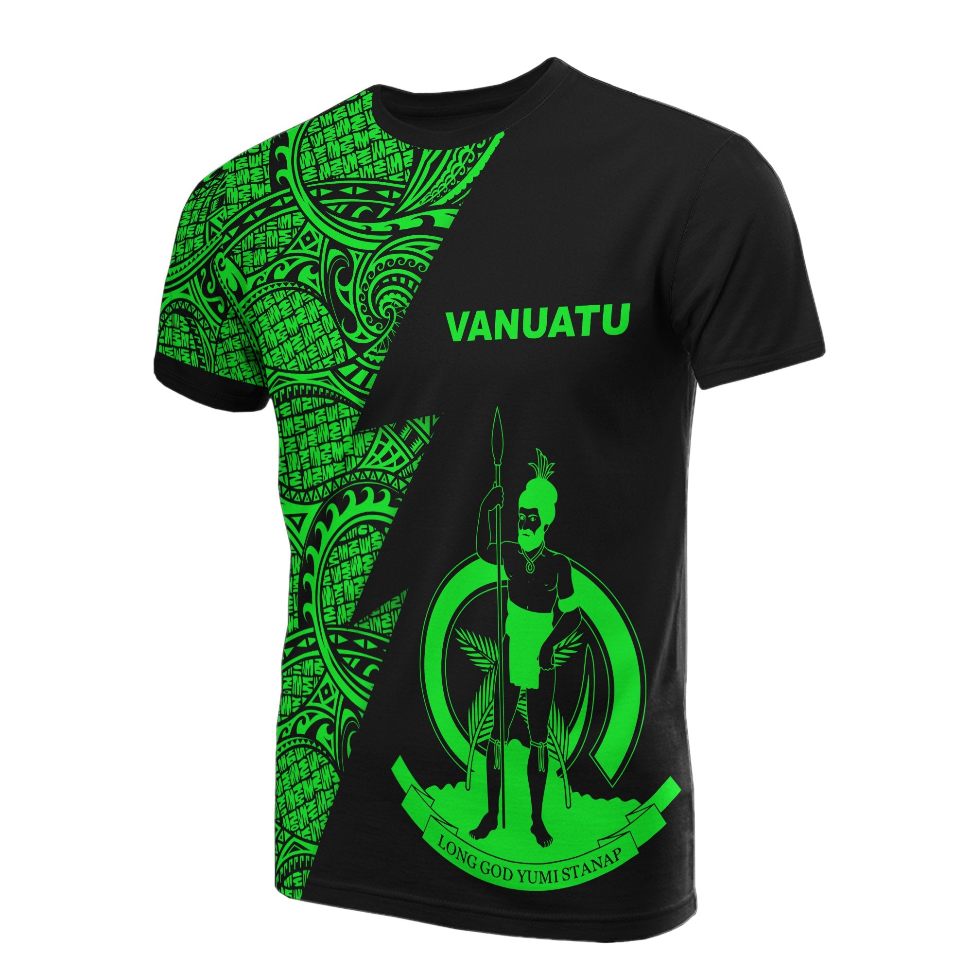 Vanuatu T Shirt Polynesian Pattern Green Flash Style Unisex Green - Polynesian Pride