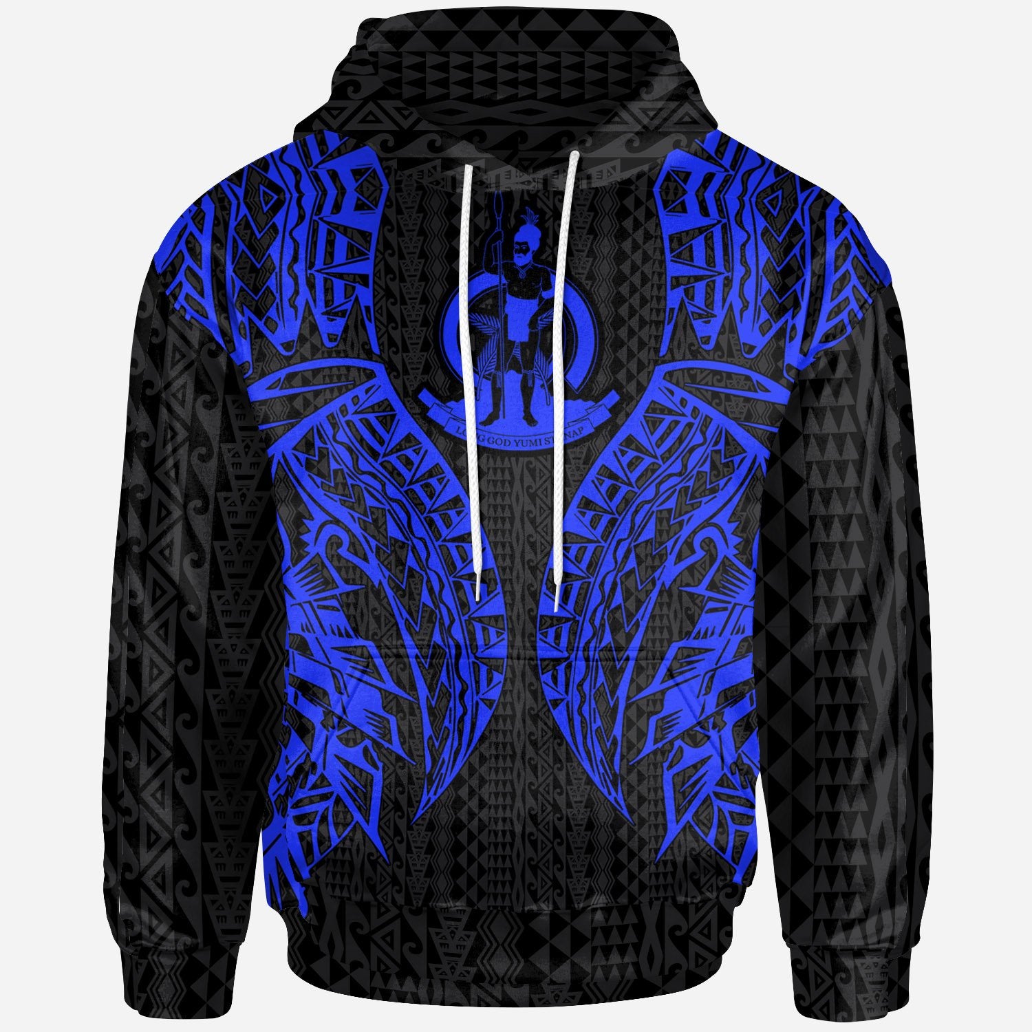 Vanuatu Hoodie Polynesian Lion Head Blue Style Unisex Blue - Polynesian Pride