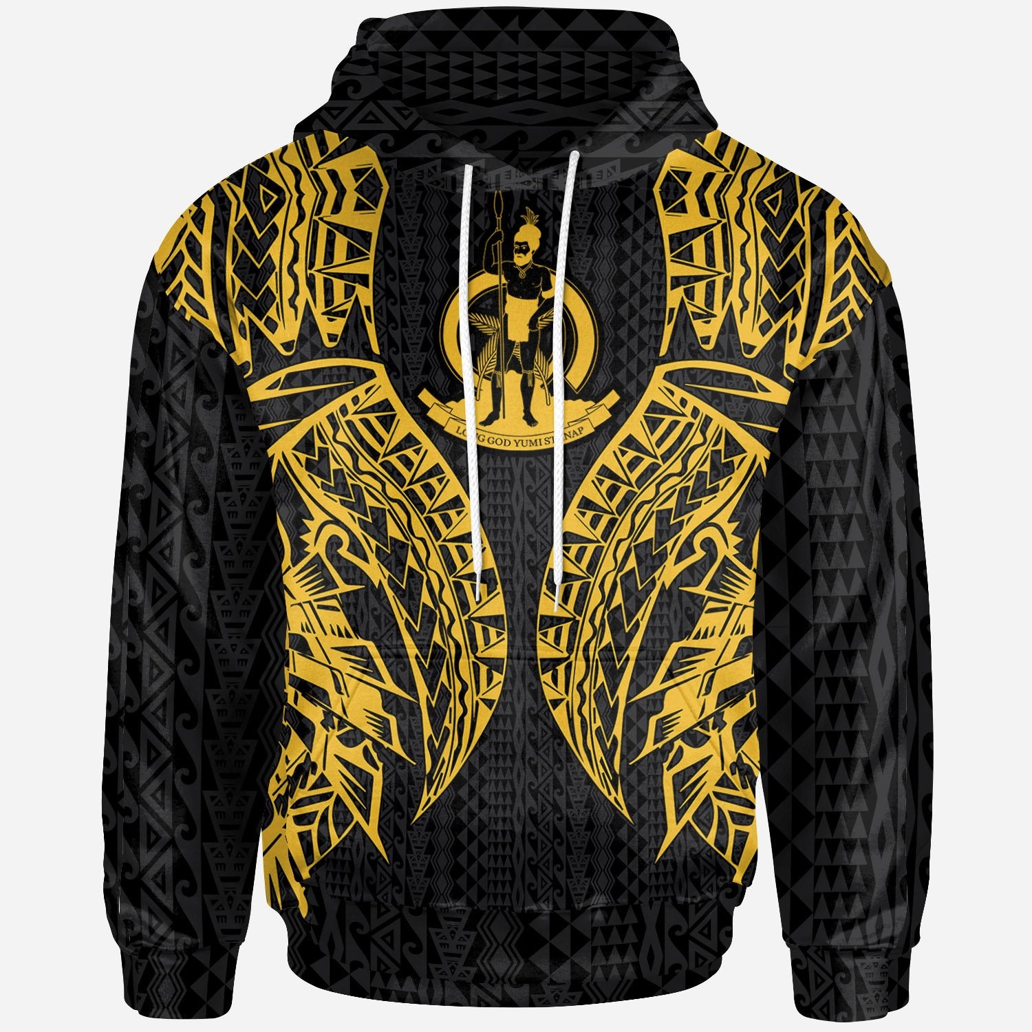 Vanuatu Hoodie Polynesian Lion Head Gold Style Unisex Gold - Polynesian Pride