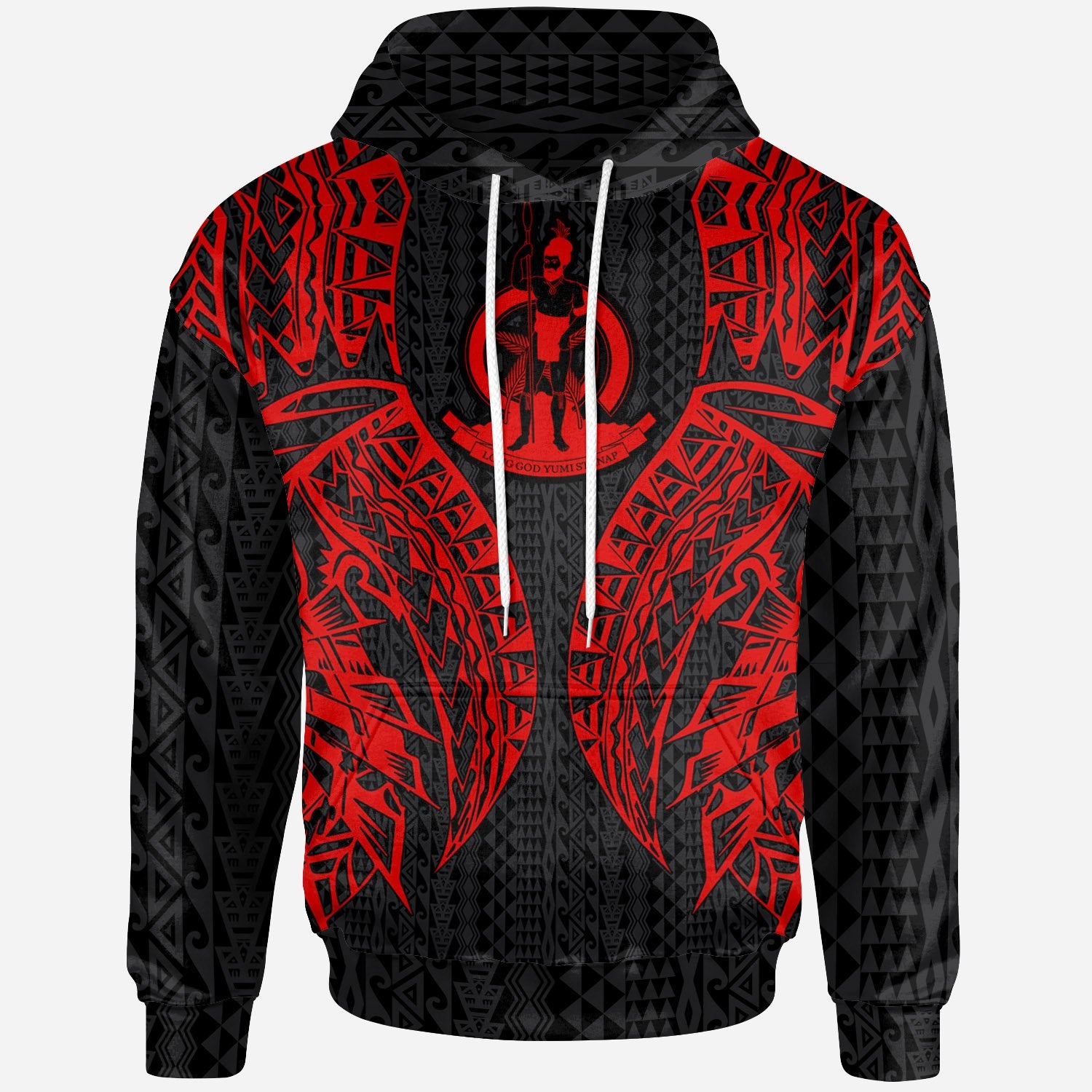 Vanuatu Hoodie Polynesian Lion Head Red Style Unisex Red - Polynesian Pride