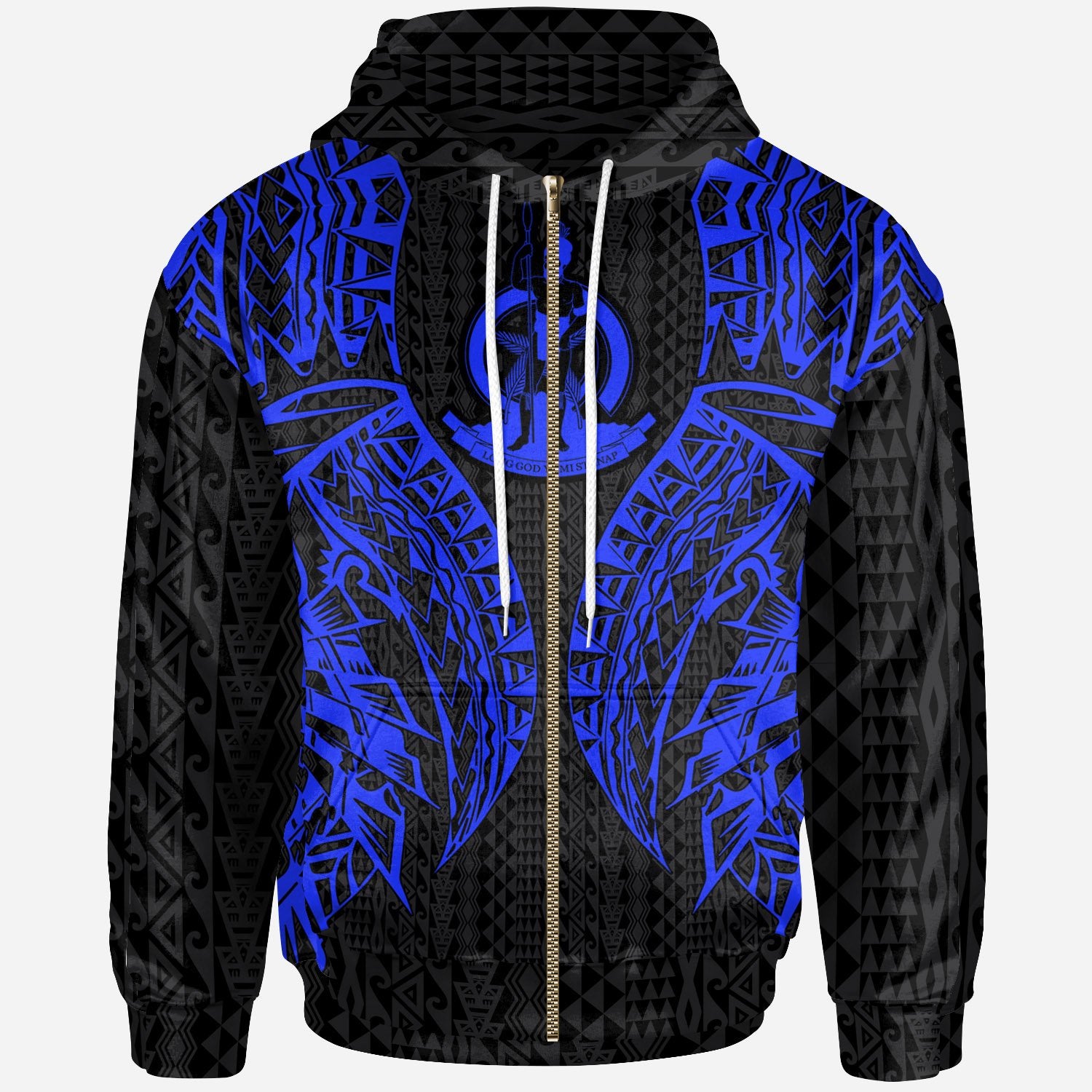 Vanuatu Zip up Hoodie Polynesian Lion Head Blue Style Unisex Blue - Polynesian Pride