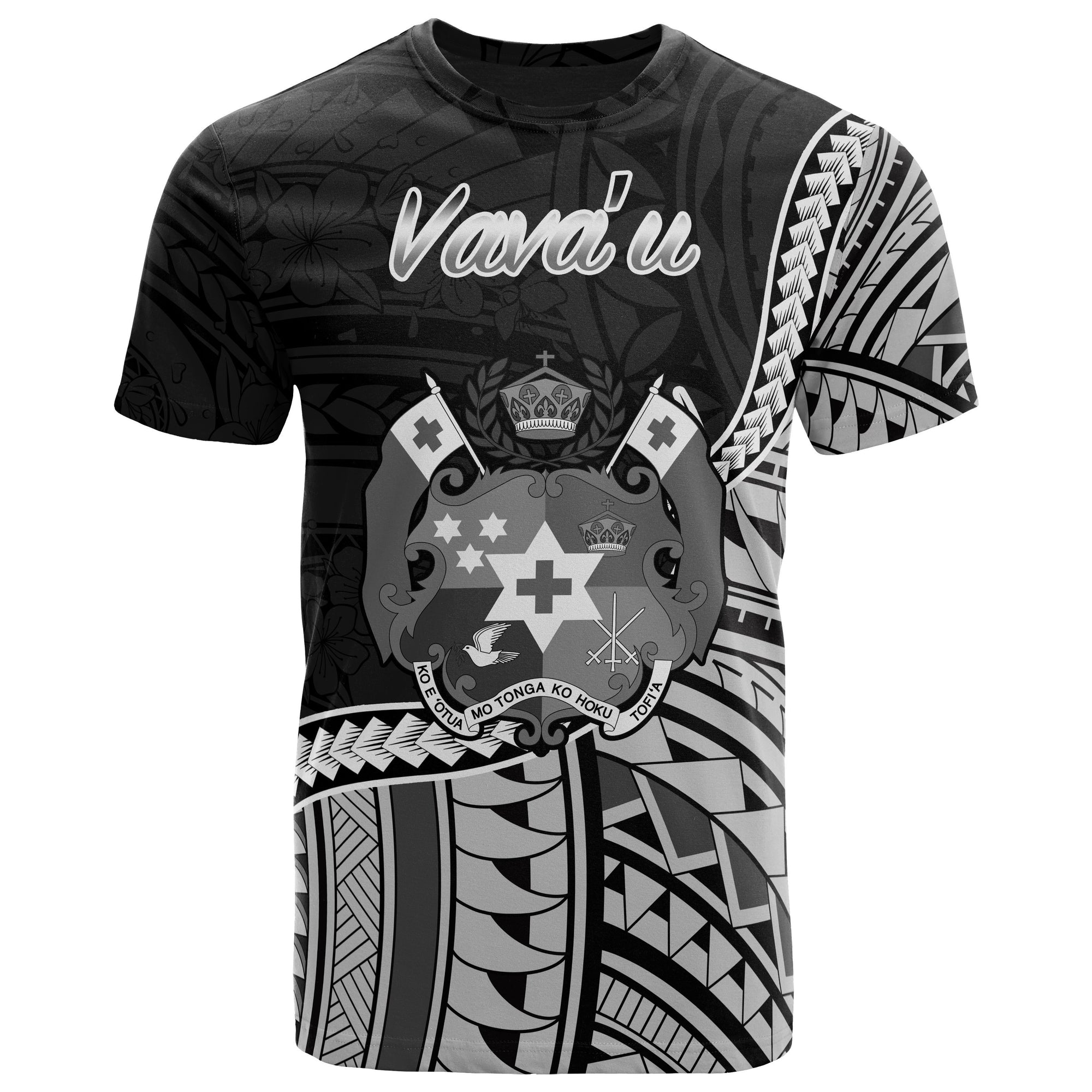 Tonga T Shirt Vava u Polynesian Patterns Unisex Black - Polynesian Pride