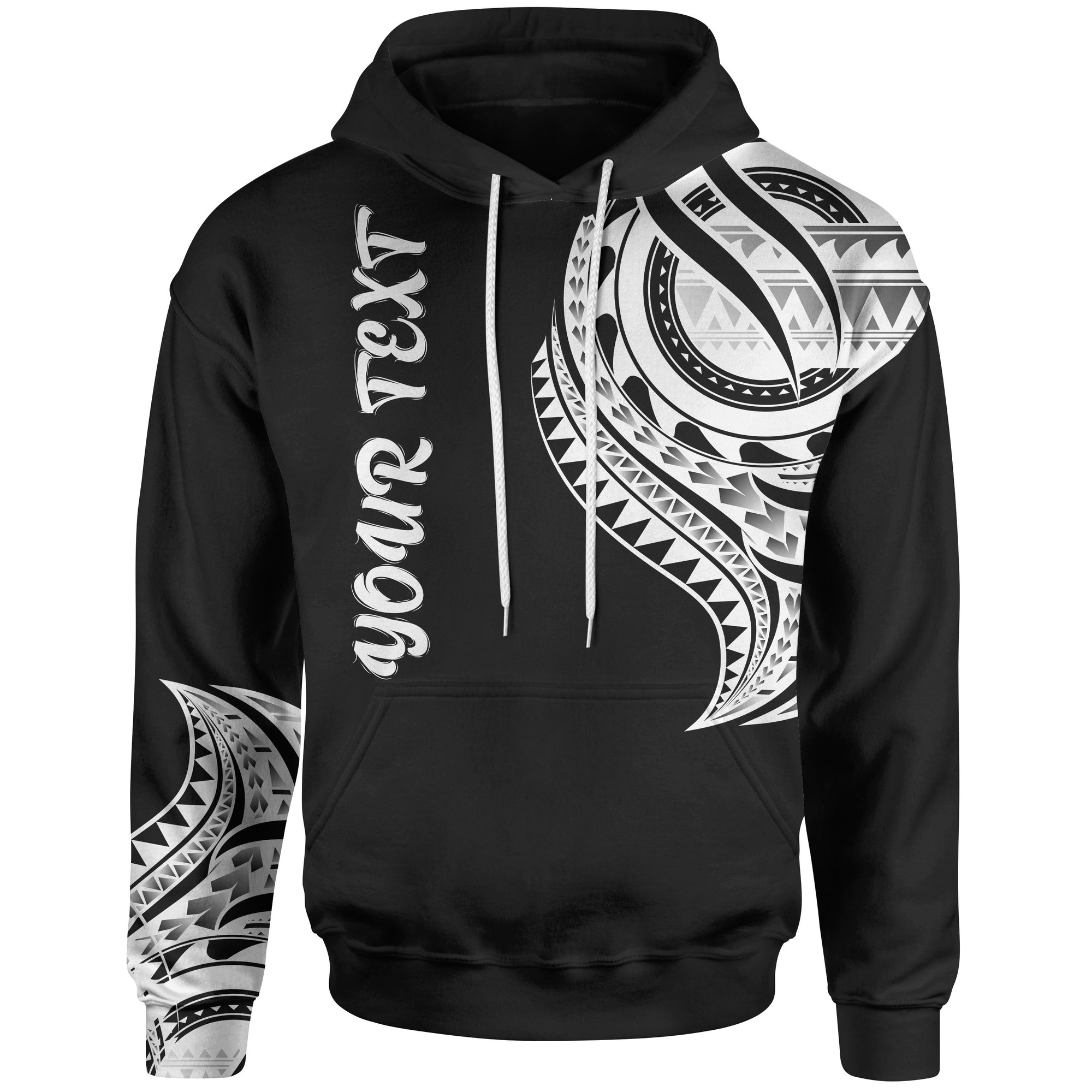 Tokelau Custom Hoodie Tokelau Tatau White Patterns Unisex Black - Polynesian Pride