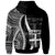 Fiji Custom Zip up Hoodie White Tentacle Tribal Pattern - Polynesian Pride