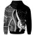 Pohnpei Custom Zip up Hoodie White Tentacle Tribal Pattern - Polynesian Pride