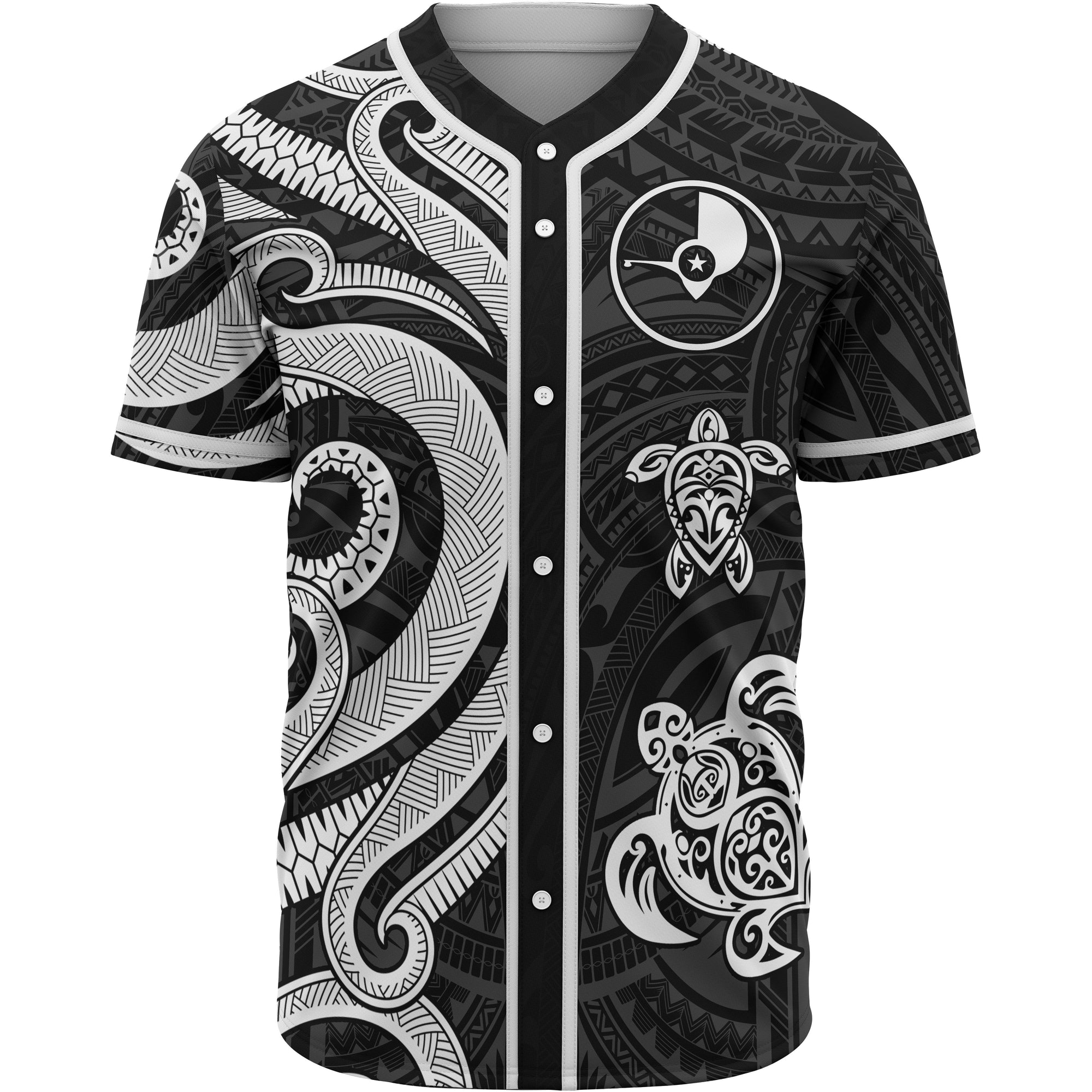 Yap Baseball Shirt - White Tentacle Turtle Unisex White - Polynesian Pride