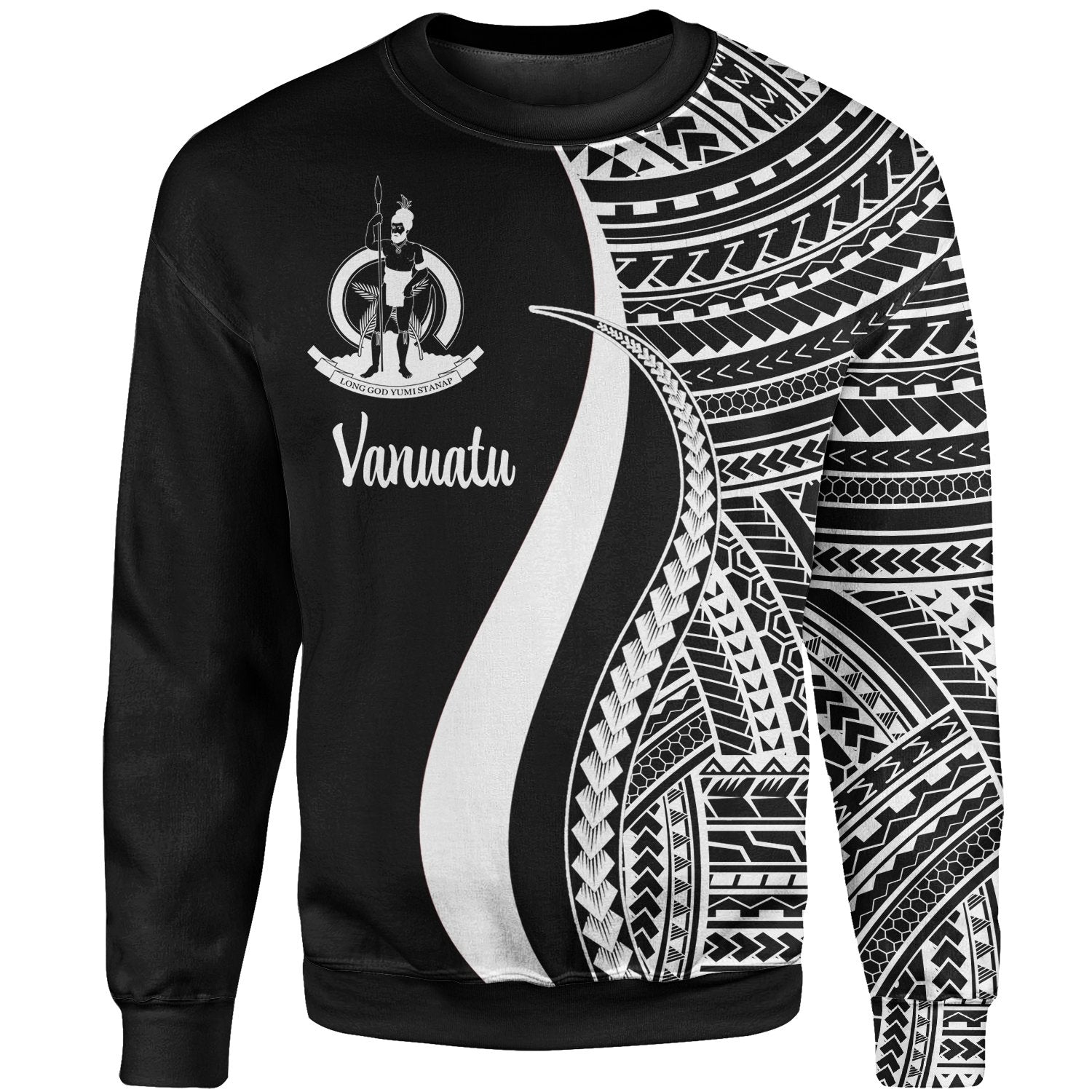 Vanuatu Sweatshirt - White Polynesian Tentacle Tribal Pattern Unisex White - Polynesian Pride