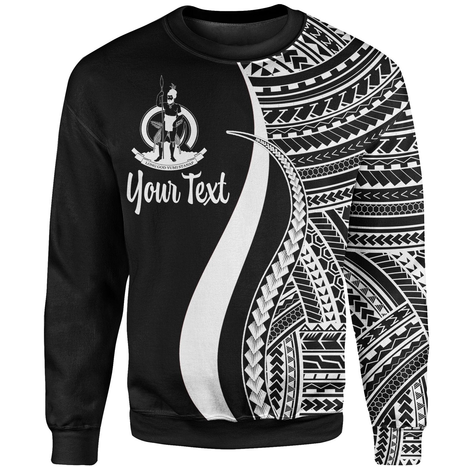 Vanuatu Custom Personalised Sweatshirt - White Polynesian Tentacle Tribal Pattern Unisex White - Polynesian Pride