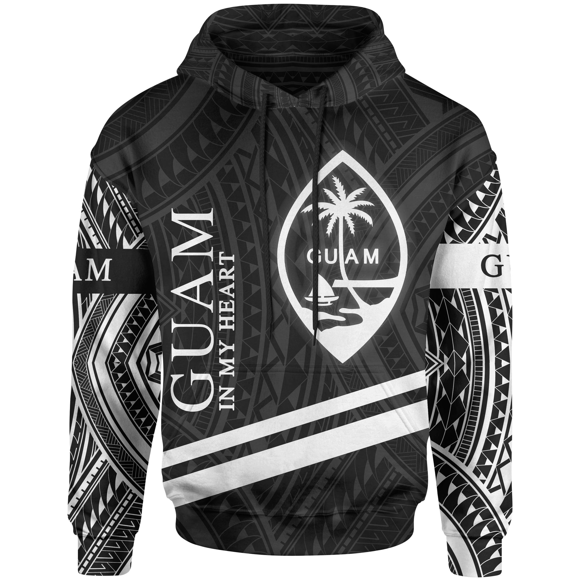 Guam Hoodie In My Heart Style Polynesian Patterns Unisex Black - Polynesian Pride