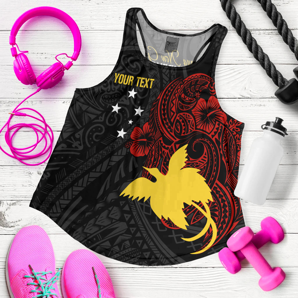 Personalised Papua New Guinea 49th Independence Women Racerback Tank Tribal Turtle LT7 Black - Polynesian Pride